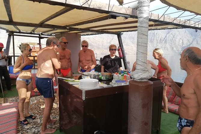 Khasab Dhow Cruise Full day, Buffet Lunch on Board, swimming - Telegraph Island and the story behind the stop