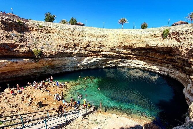 Wadi Shab and Bimmah Sinkhole Private Day Trip+Lunch - Fins Beach brings the sea back into the picture